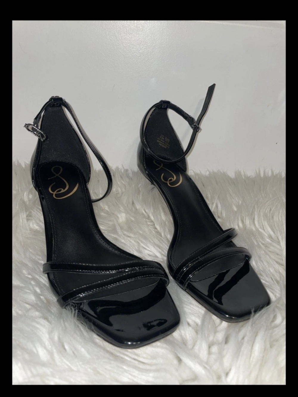 Sam Edelman Peonie Womens Black Patent Kitten Heel Strappy Sandal Women’s Sz 5.5